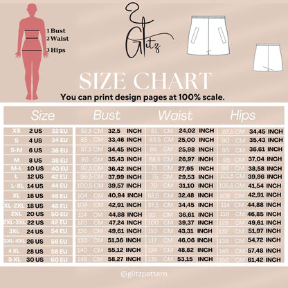 Summer Linen Wide Leg Mini Short Elastic Waist Easy Short Digital Sewing Pattern PDF US 2 - 30 Size Beginner Friendly