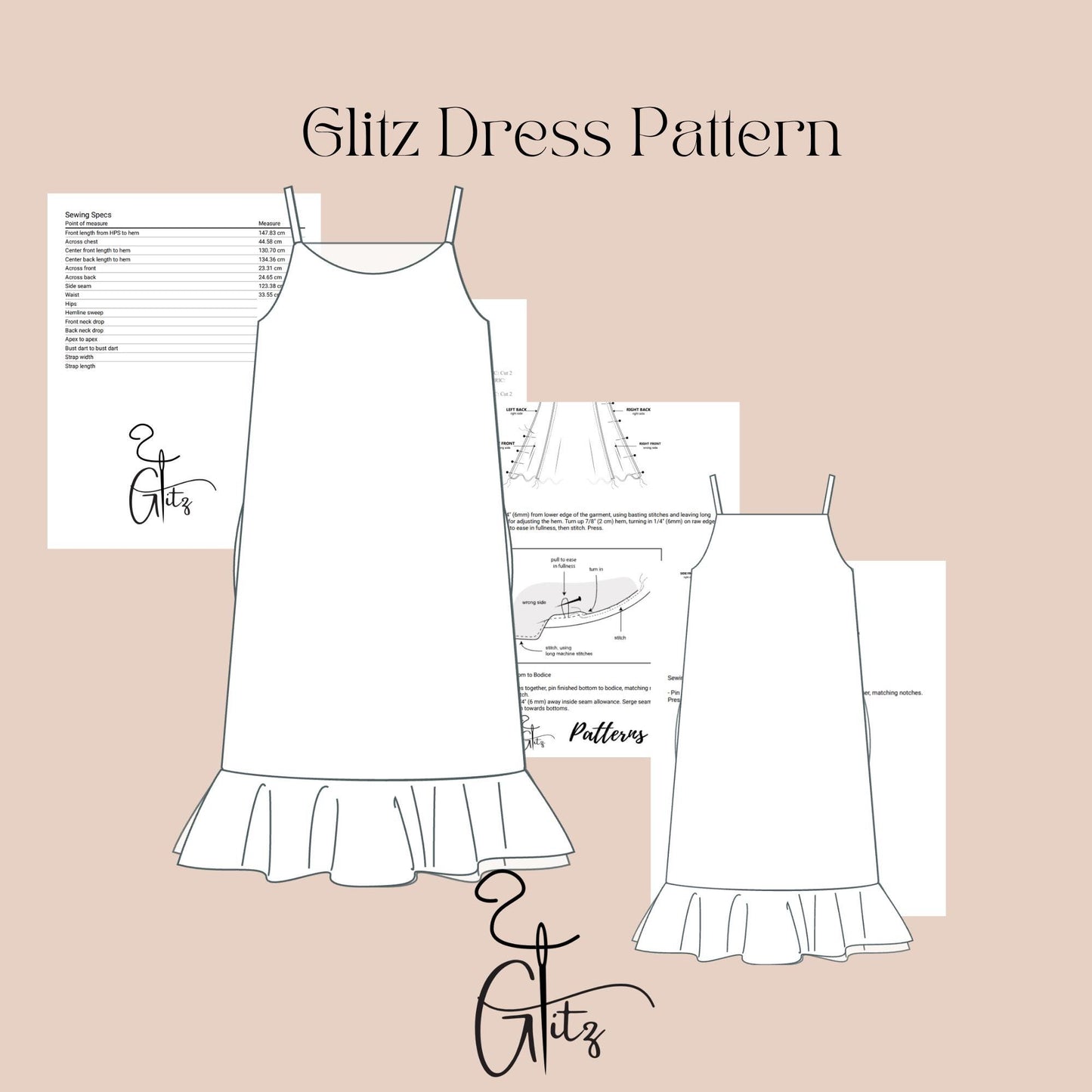 Girls Dress Sewing Pattern Kids Dress Pattern Straps Neck Summe Dress Flounce Dress Easy Sewing Pattern 2-16 Y