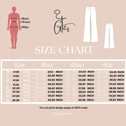 Summer Linen Pants Sewing Pattern Women Pants Pattern Trousers Pattern Easy Sewing Pattern