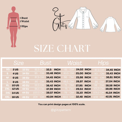 Puff Sleeve Shirt Sewing Pattern Women Shirt Pattern Women Formal Shirt Casual Shirt Long Sleeve Blouse Pattern