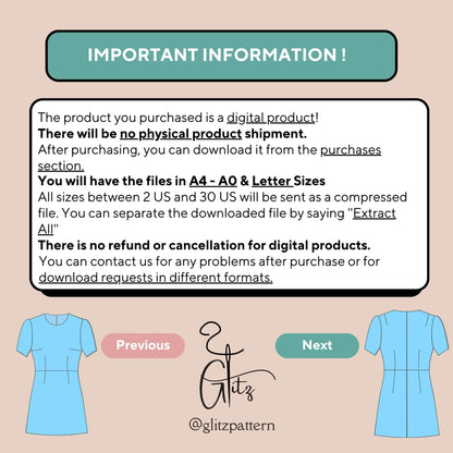 Daily Short Sleeve Mini Casual Basic Dress Digital Pattern PDF Digital Sewing Pattern