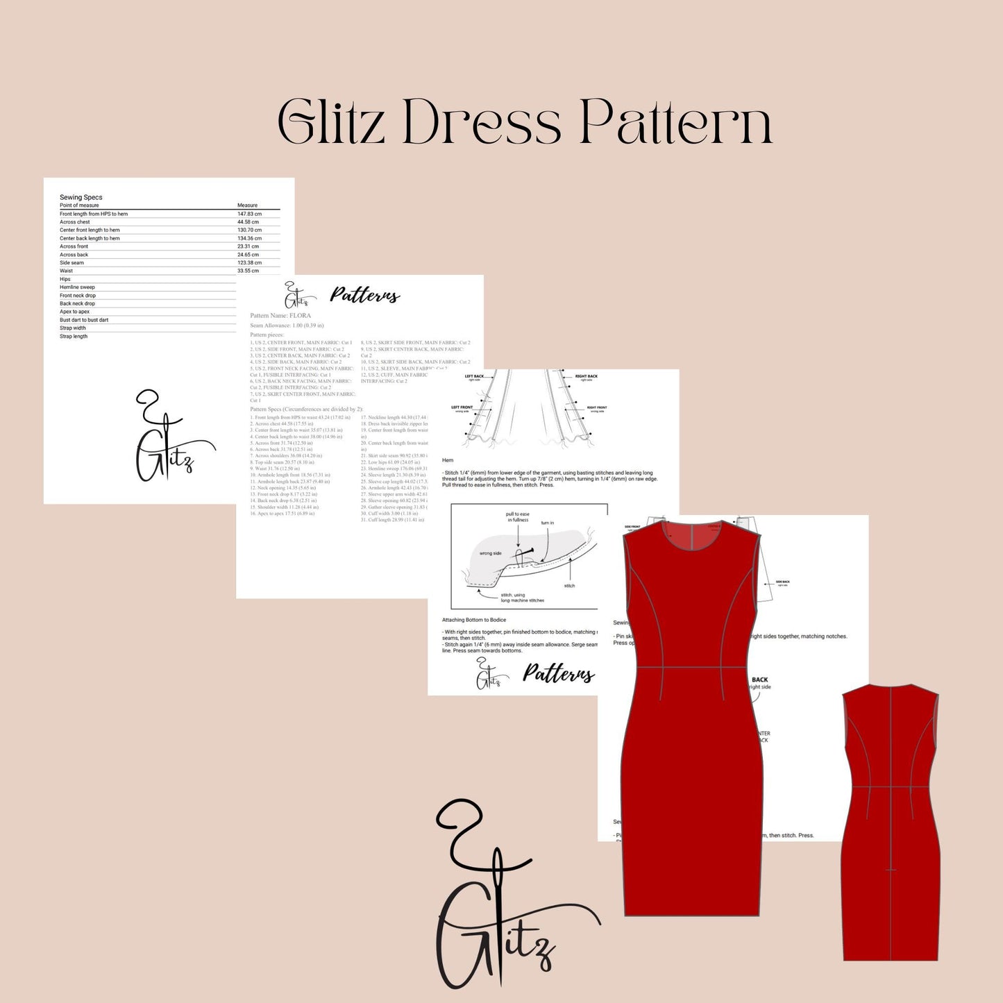 Sleeveless Dress Sewing Pattern Classic Silhouette Pencil Dress Sewing Pattern Women Office Dress Easy Sewing Pattern