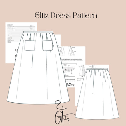 Girls Linen Skirt Sewing Pattern Gathered Skirt with Pockets Kids Summer Skirt Pattern