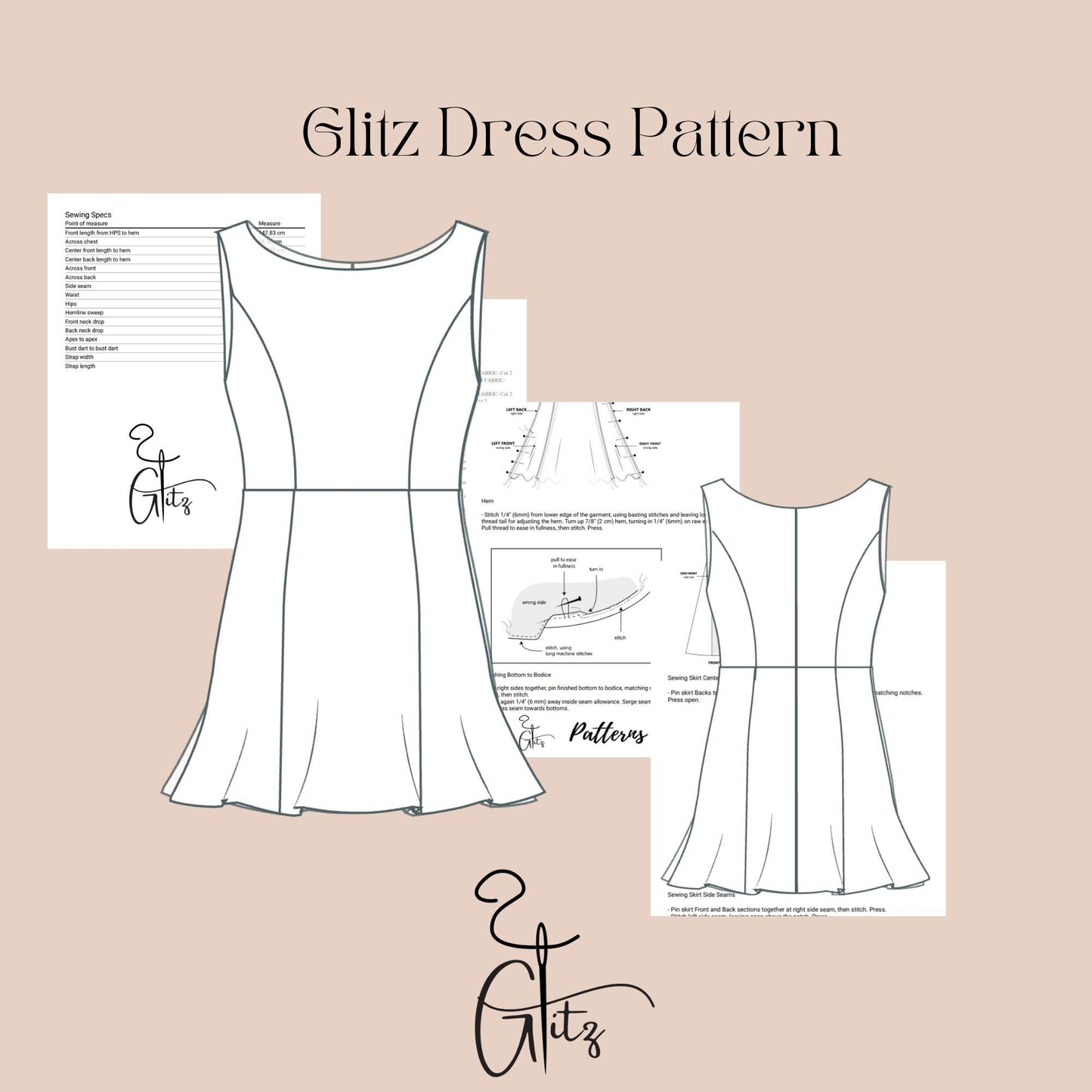 Boat Neck Mini Evening Dress Sewing Pattern Mini Cocktail Dress Pattern