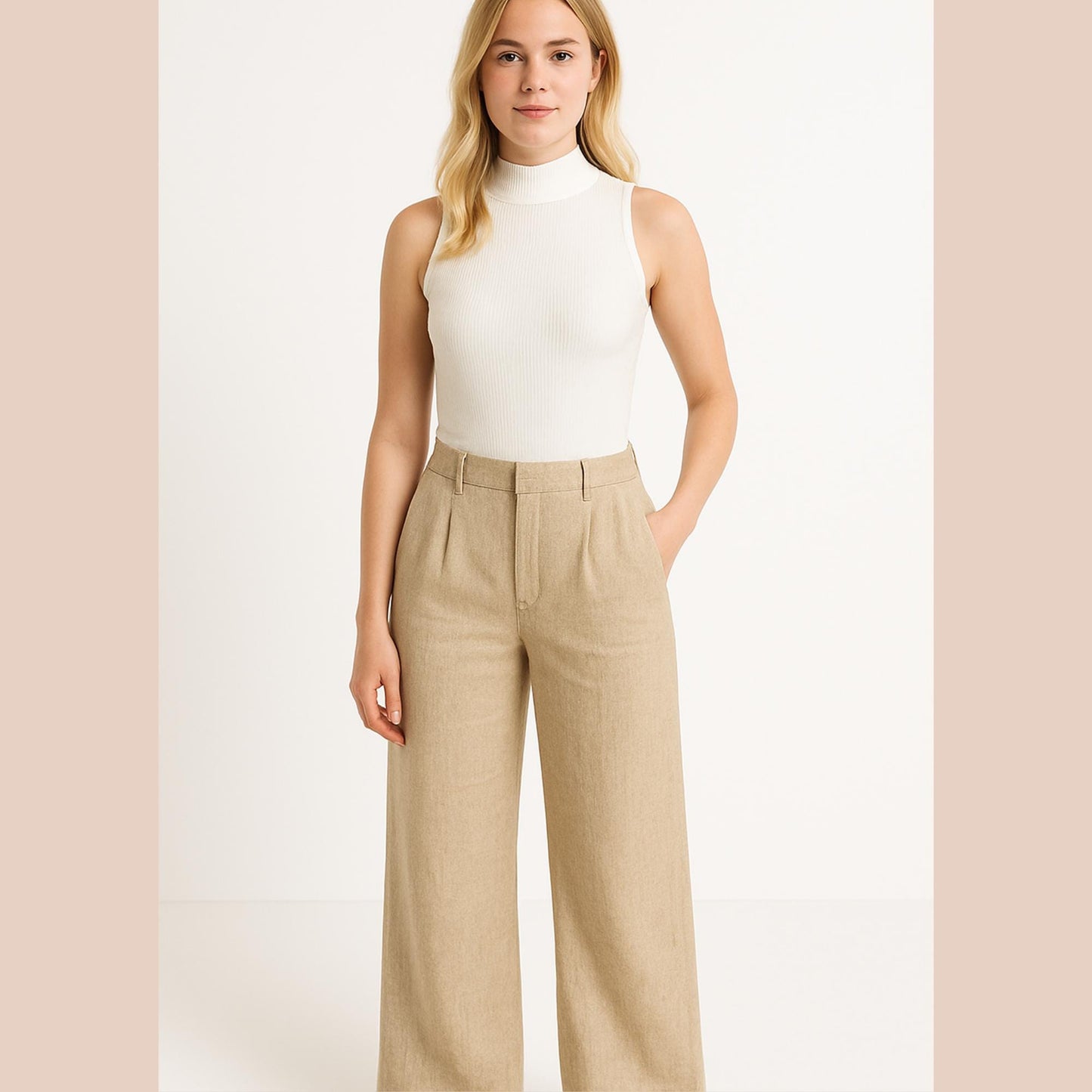Summer Linen Pants Sewing Pattern High Waist Pants Women Trousers Pattern Wide Leg Pants