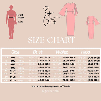 Long Flared Pencil Dress Sewing Pattern Office Dress Business Dress Sewing Pattern PDF