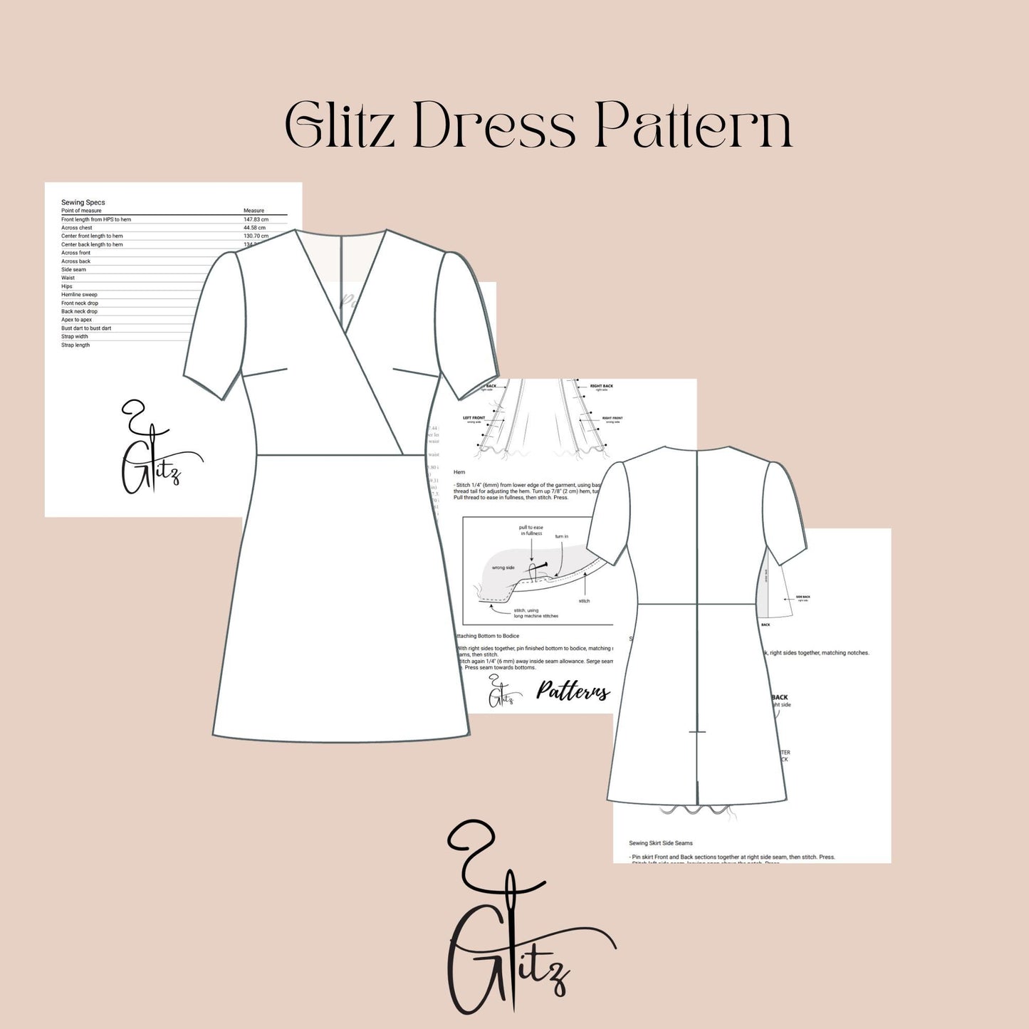 Surplice Neck Mini Summer Dress Sewing Pattern A Line Dress