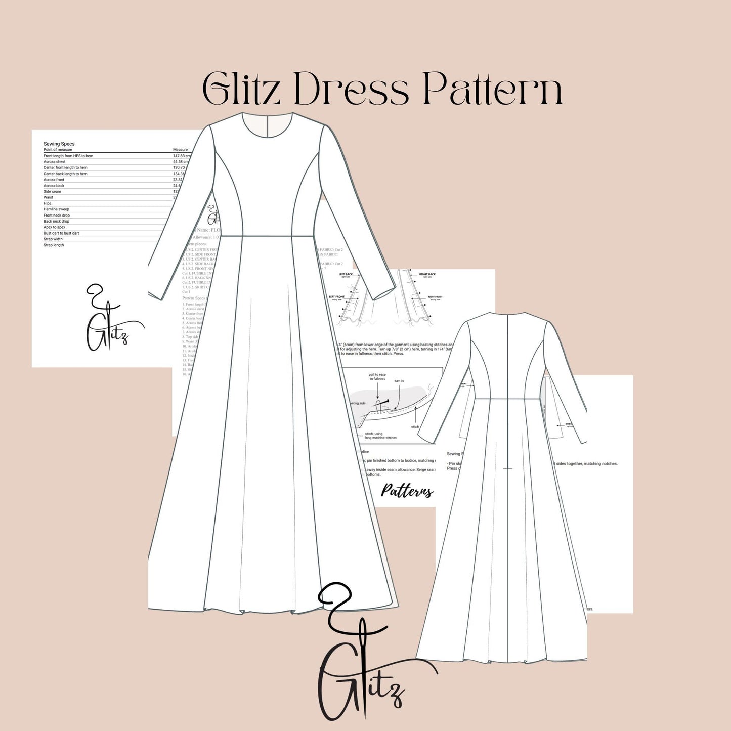 Modest Dress Sewing Pattern Hijab Abaya Pattern Muslim Dress Pattern Dubai Arab Dress
