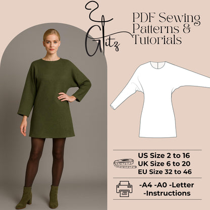 Mini Dress Sewing Pattern Kimono Dress Pattern Easy Sewing Pattern