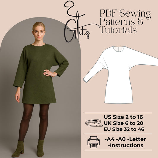 Mini Dress Sewing Pattern Kimono Dress Pattern Easy Sewing Pattern