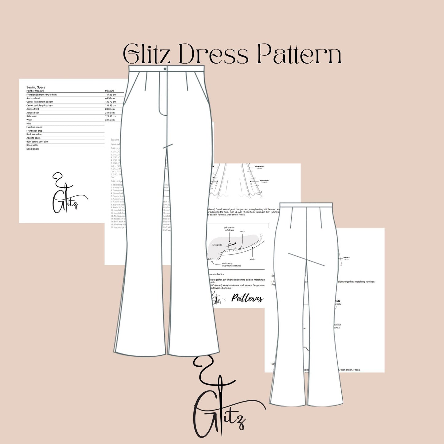 Flare Jeans Sewing Pattern PDF | High Waist Bootcut Pants | Women Denim Trousers | Digital Sewing Pattern