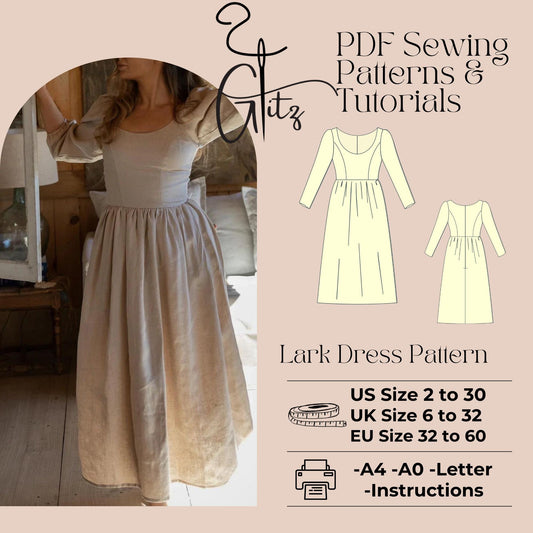 Midi Cottagecore Dress Sewing Pattern Victorian Dress PDF Digital Sewing Pattern