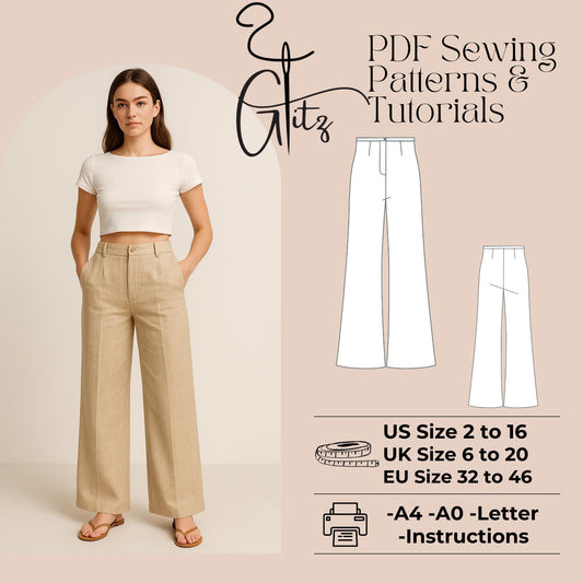 Summer Linen Pants Sewing Pattern Women Linen Trousers Pattern