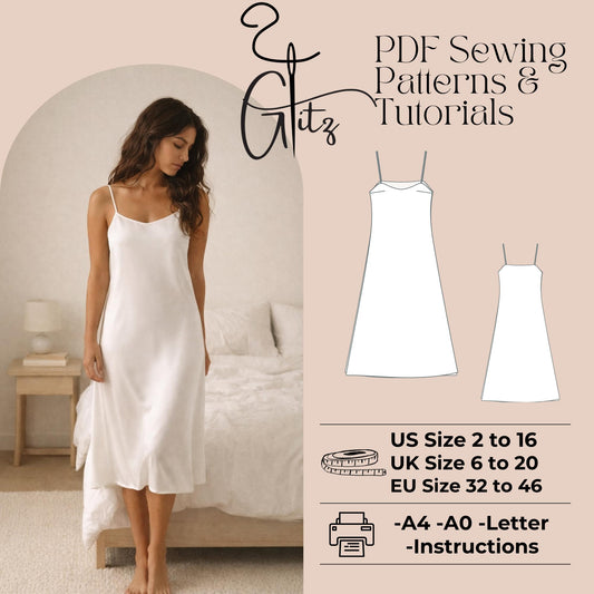 Strap Nightwear Dress Pattern Nightgown Pattern Women Satin Dress Cottagecore Chemise Pattern