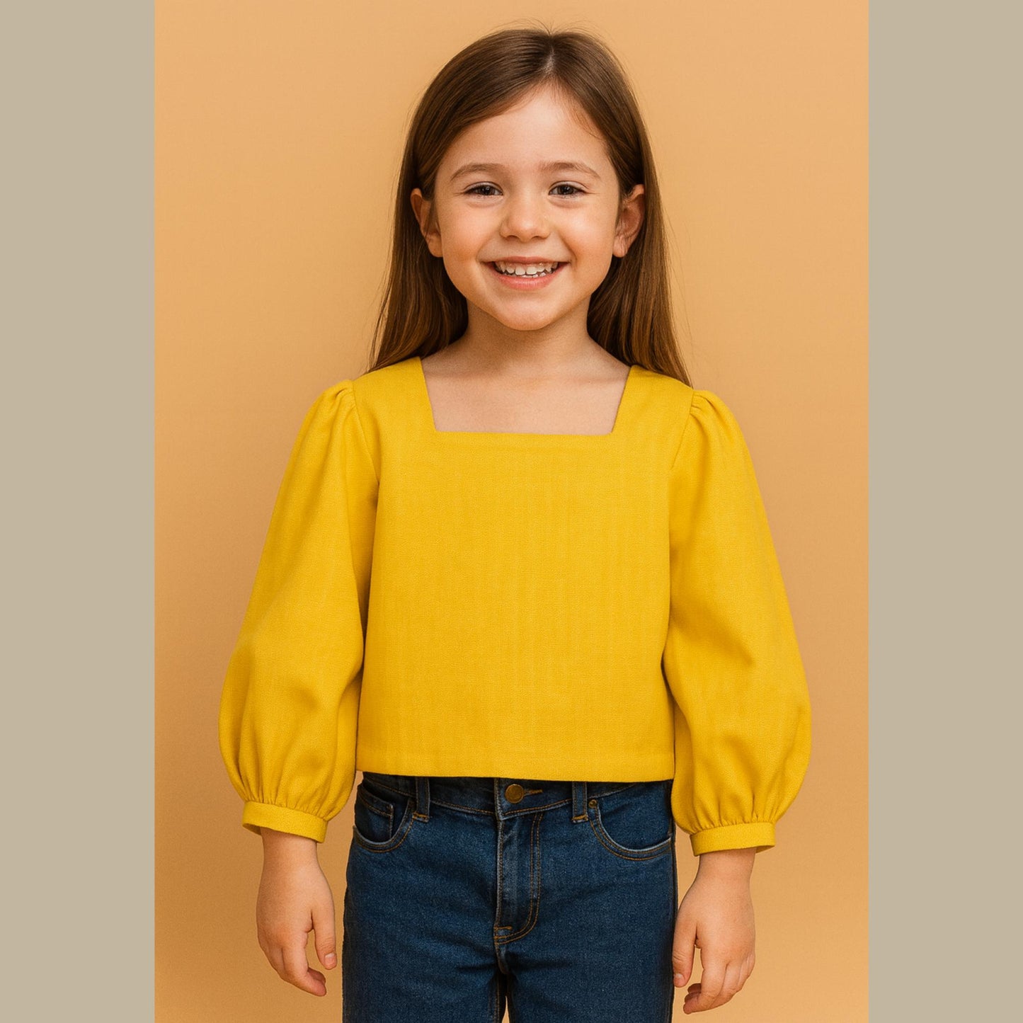 Long Puff Sleeve Blouse Sewing Pattern Girls Blouse Pattern Kids Top Sewing Pattern Square Neck Baby Girl Blouse Pattern Easy Sewing Pattern