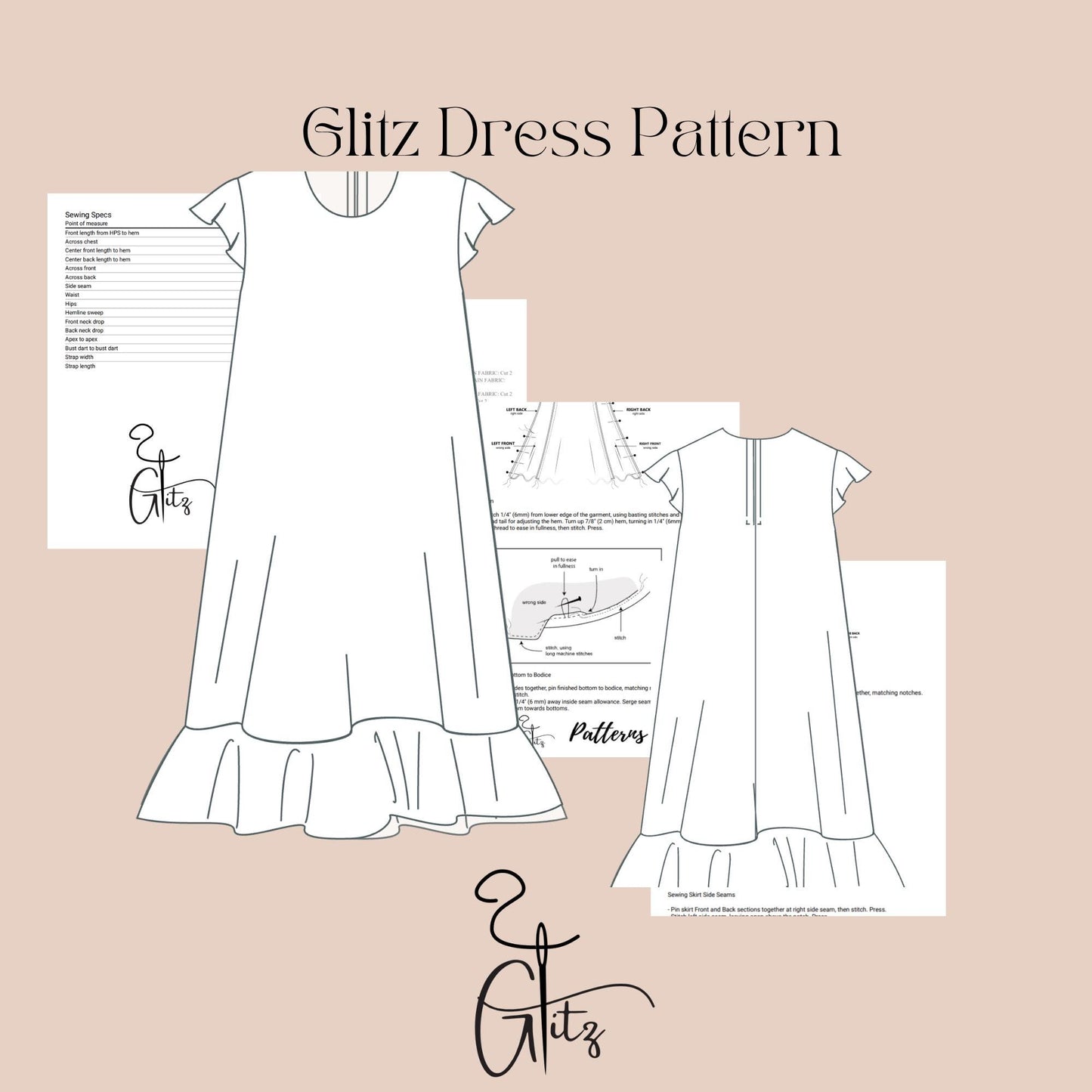 Girls Bridesmaid Dress Sewing Pattern Girls Evening Dress Pattern Kids Tent Dress Flounce Dress