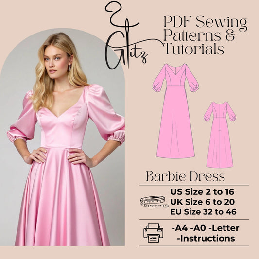 Puff Sleeve V Neck Long A Line Victorian Dress Digital Sewing Pattern Cottagecore Prom Cocktail Dress PDF