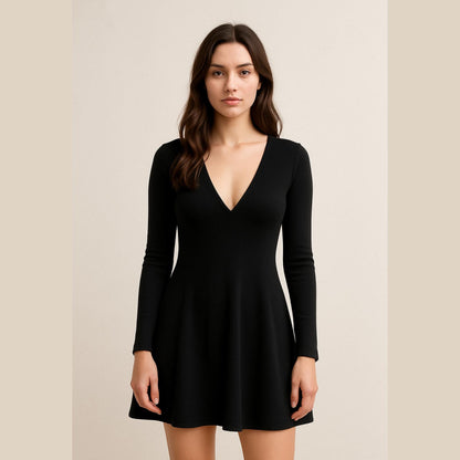 Mini Dress Sewing Pattern V Neck Strechy Basic Dress Pattern