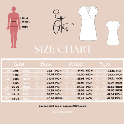 Surplice Neck Empire Waist Mini Summer Dress Sewing Pattern Easy Sewing Pattern Mini A Line Dress Women Dress Pattern