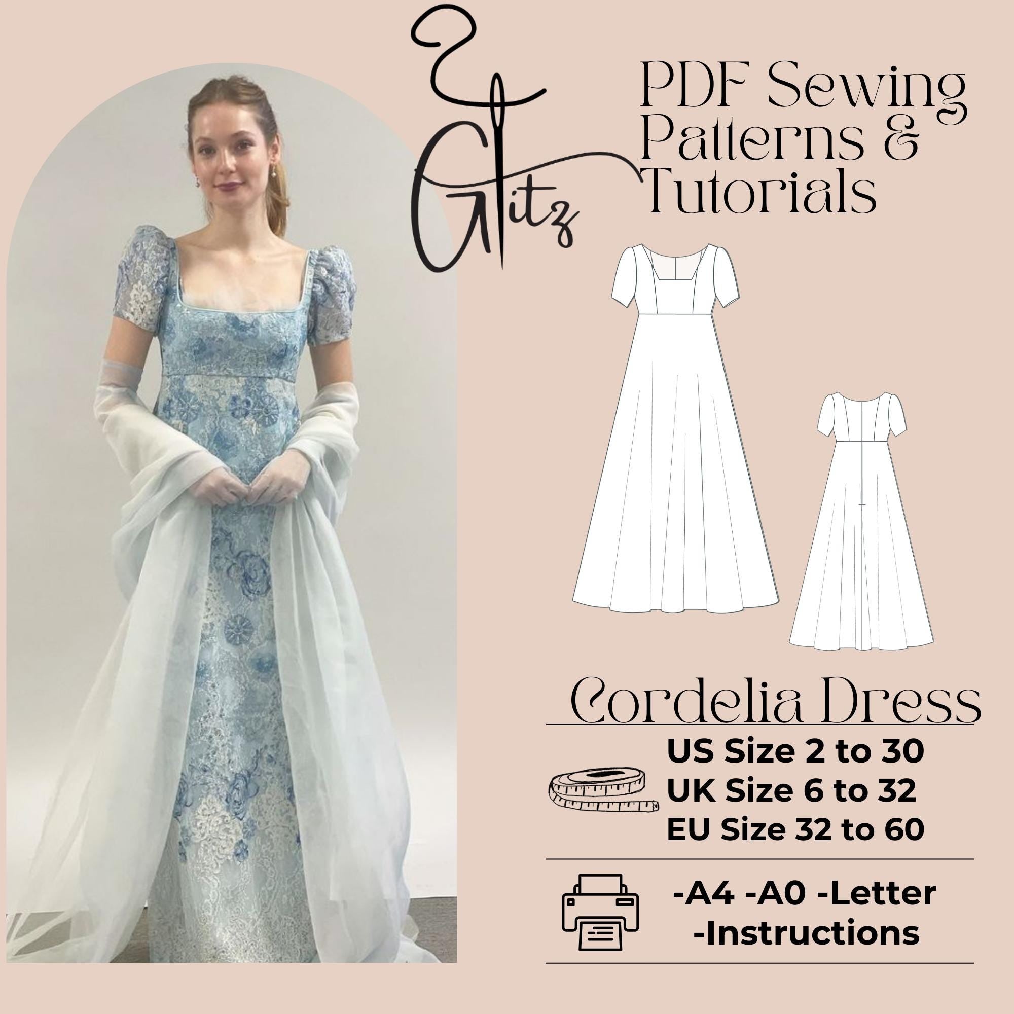 Cordelia Ball Gown Dress Sewing Pattern Cottagecore Victorian Prom Dress Sewing Pattern Digital PDF Pattern