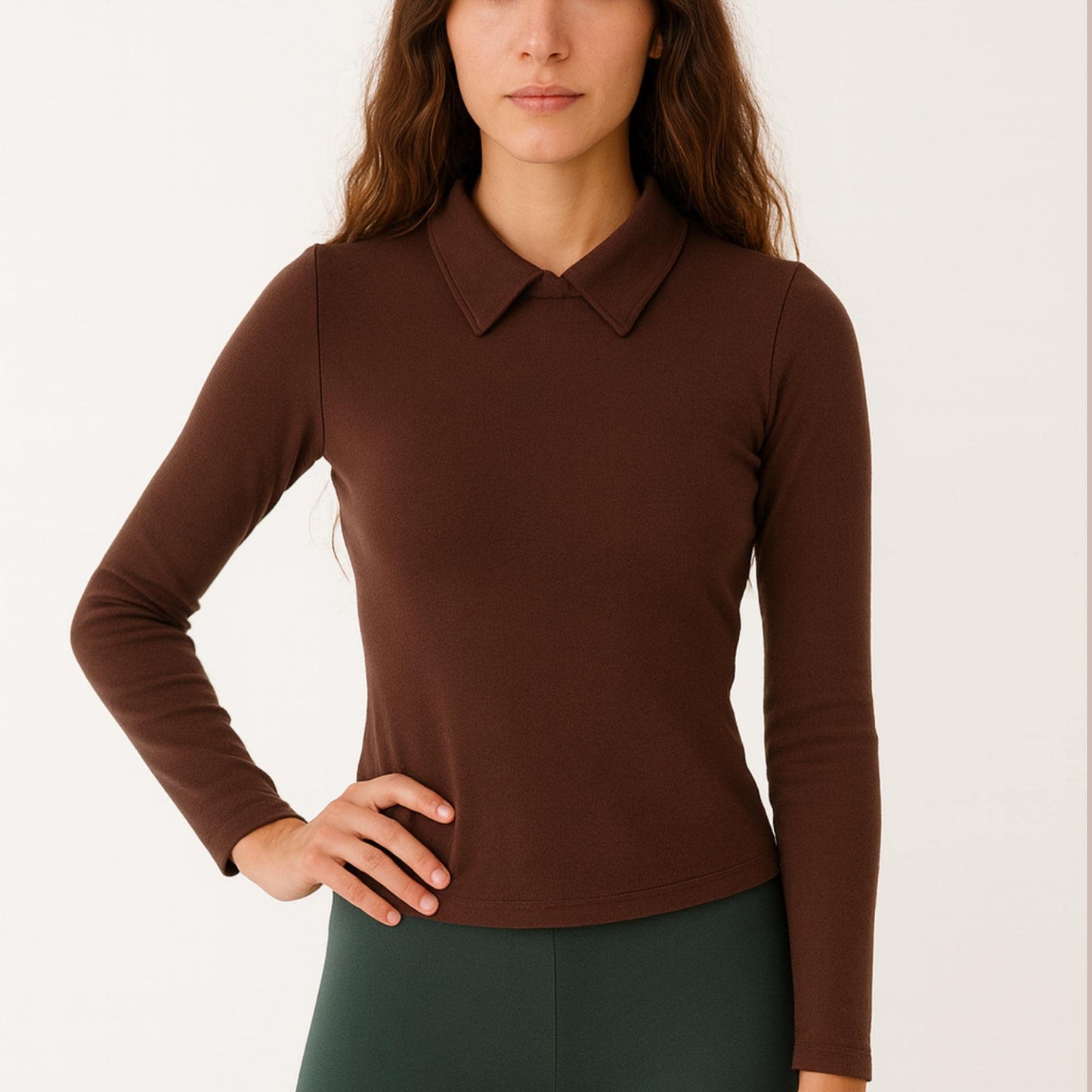 Collared Knit Top Sewing Pattern PDF | Long Sleeve Fitted Womens Top Pattern | Modern Polo Style Stretch Top