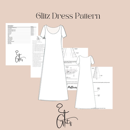 Strechy Summer Dress Sewing Pattern Long Basic Dress Casual Dress Easy Sewing Pattern Beginner Friendly