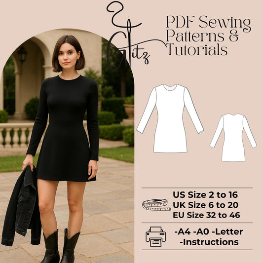 Mini Bodycon Dress Sewing Pattern Mini A Line Strechy Dress Easy sewing pattern
