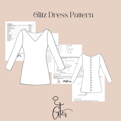 V Neck Tunic Sewing Pattern PDF | Long Sleeve Fitted Knit Top Pattern | Womens Stretch Top Dress Pattern