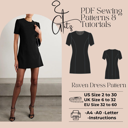 Short Sleeve Mini Dress with a Classic Crew Neck Digital Sewing Pattern PDF