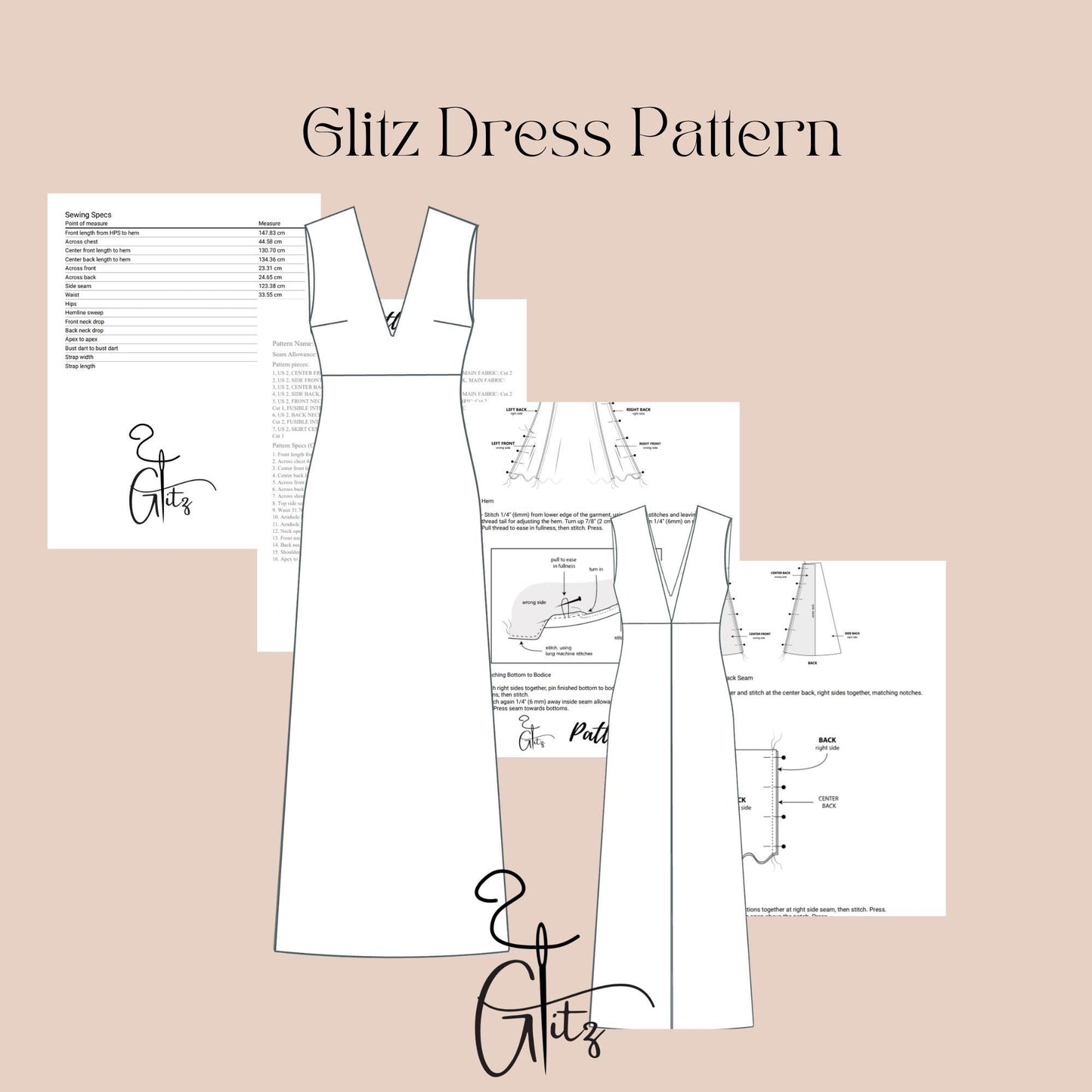 Deep V Neck Summer Dress Sewing Pattern Knits Dress Easy Sewing Pattern
