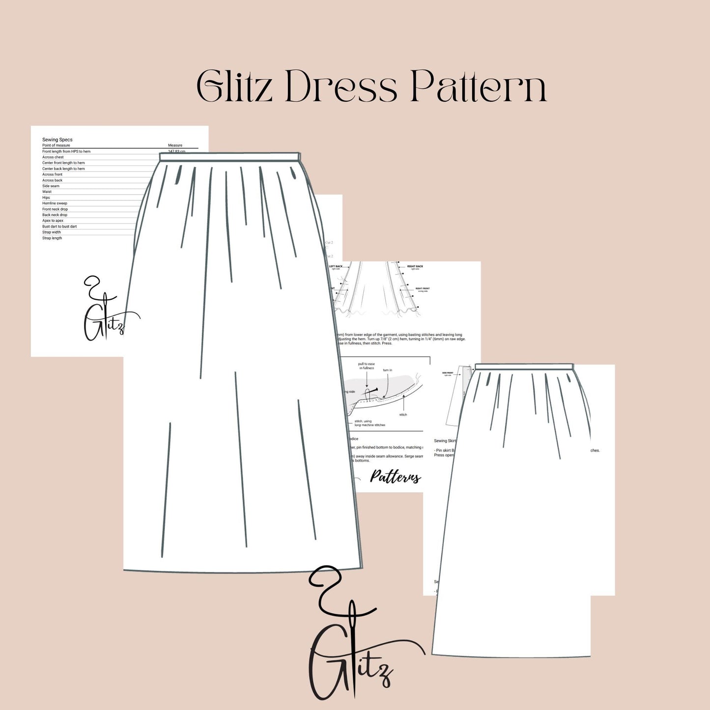 Women Midi Skirt Sewing Pattern Gathered Knit Skirt Pattern Easy Sewing Pattern