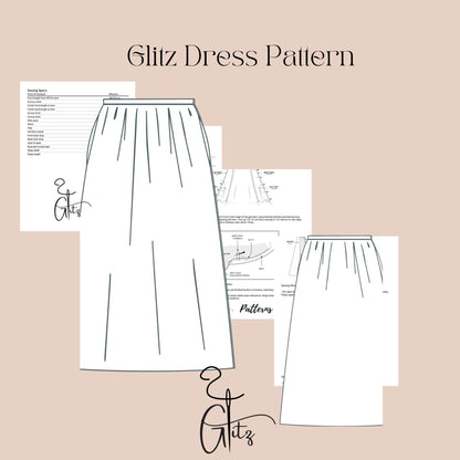 Women Midi Skirt Sewing Pattern Gathered Knit Skirt Pattern Easy Sewing Pattern