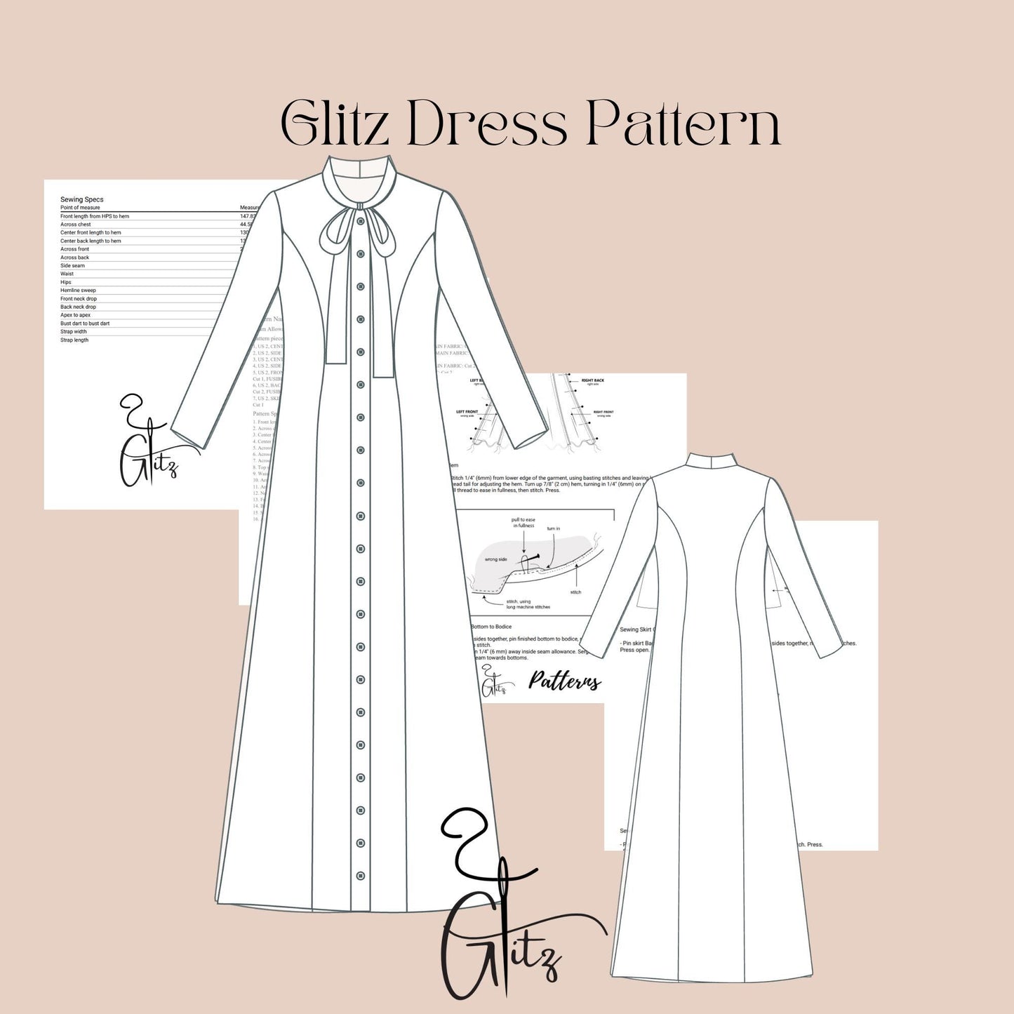 Modest Dress Sewing Pattern Buttoned Dress Pattern Long Evening Dress Victorian Dress