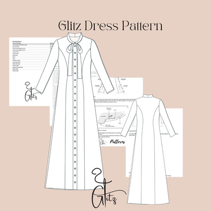 Modest Dress Sewing Pattern Buttoned Dress Pattern Long Evening Dress Victorian Dress
