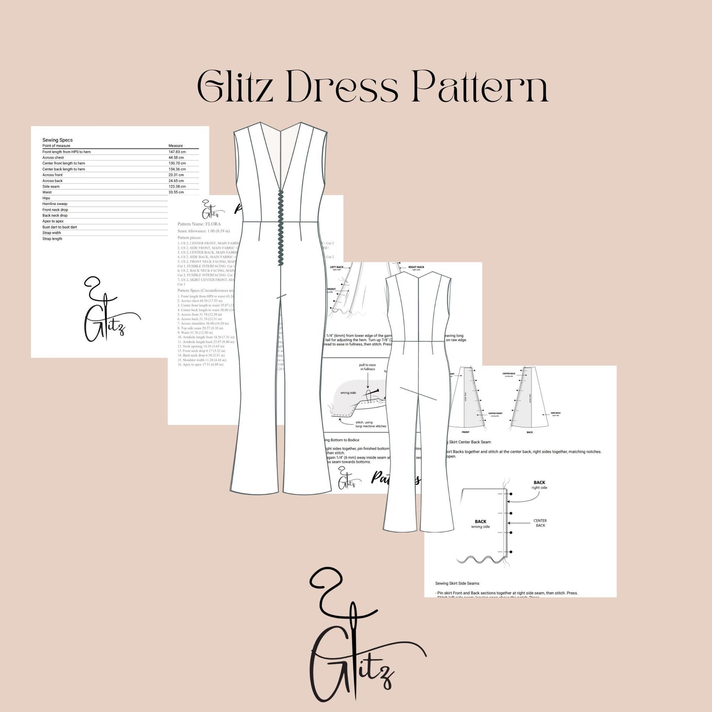 Flared Leg Jumpsuit Sewing Pattern Deep V-Neck Overalls Jeans Jumpsuits Pattern Women Jumpsuit
