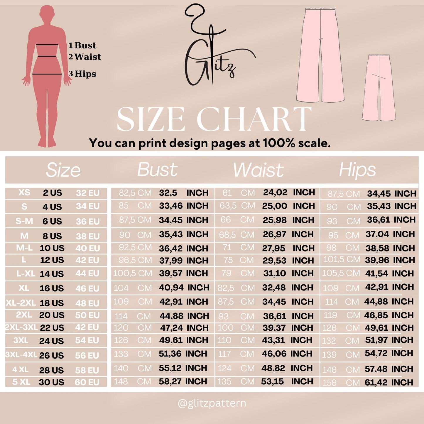 Summer Linen Palazzo Capri Cropped Wide Leg Elastic Waist Pants Digital Sewing Pattern PDF