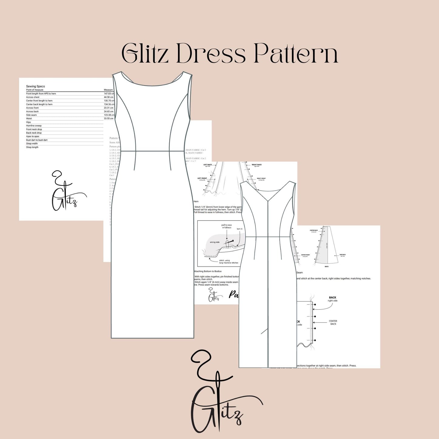 Midi Pencil Dress Sewing Pattern Office Dress Formal Event Dress Sewing Pattern