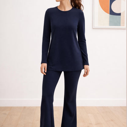 Women Two Piece Set , Loungewear Set Sewing Pattern, Long Sleeve + Wide Leg Pants, Easy Beginner Pattern
