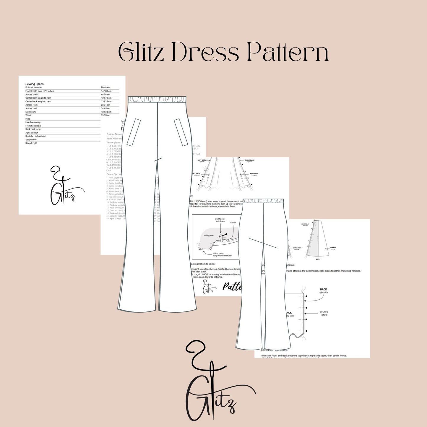 Elastic Waist Pocket Flared Pants Sewing Pattern Easy Pants Pattern Simple Pants Casual Pants Pattern