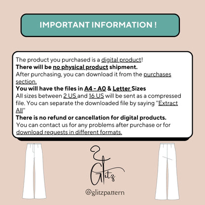 Summer Linen Pants Sewing Pattern Women Pants Pattern Trousers Pattern Easy Sewing Pattern