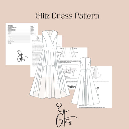 Hi Low Surplice Neck Dress Sewing Pattern Prom Dress Wedding Bridal Gown Wedding Dress Bridesmaid Dress Pattern