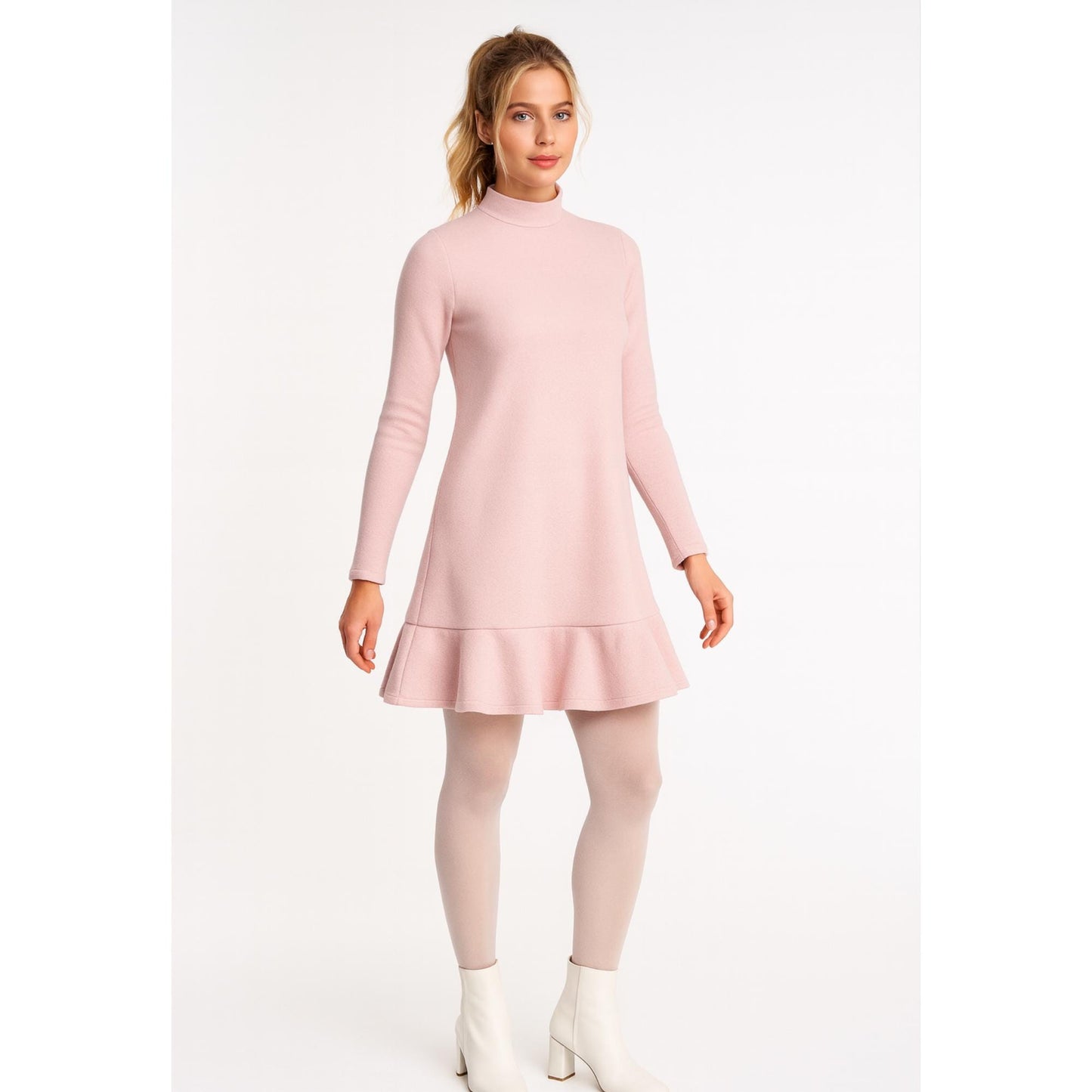Long Sleeve Mini Dress Sewing Pattern Mini Winter Dress Pattern Flounce Dress Strechy Dress Pattern