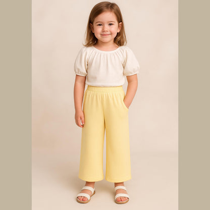 Girls Pants Sewing Pattern Girls Elastic Waist Wide Leg Pants Pattern Kids Palazzo Pant with Pockets Easy Sewing Pattern