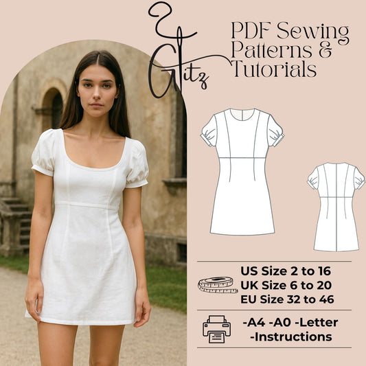 Mini Dress Sewing Pattern Milkmaid Dress Linen Mini Dress Cottagecore Dress Babydoll Dress Pattern
