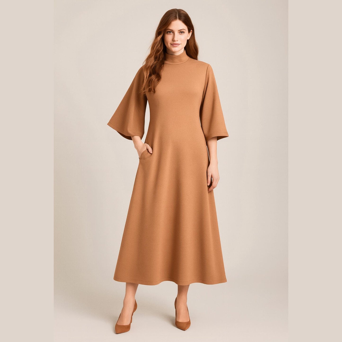 Flared Sleeve Long A Line Dress Sewing Pattern Easy Sewing Pattern Modest Dress Pattern