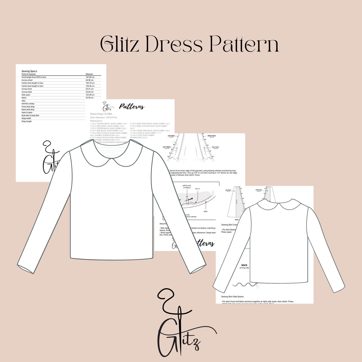 Girls Top Sewing Pattern Girls Blouse Sewing Pattern Peter Pan Collar Neck Blouse Pattern
