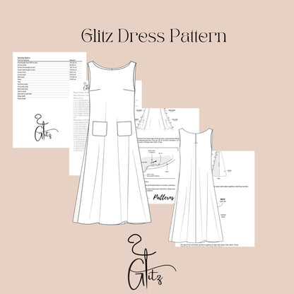 Midi Summer Dress Sewing Pattern Tent Dress Circle Dress with Pocket Easy Sewing Pattern