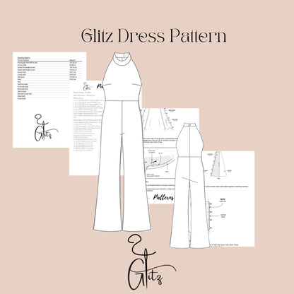 Halter Neck Jumpsuit Sewing Pattern Women's Knit One-Piece with Bust Darts & Invisible Zipper | Floor Length Sleeveless Romper