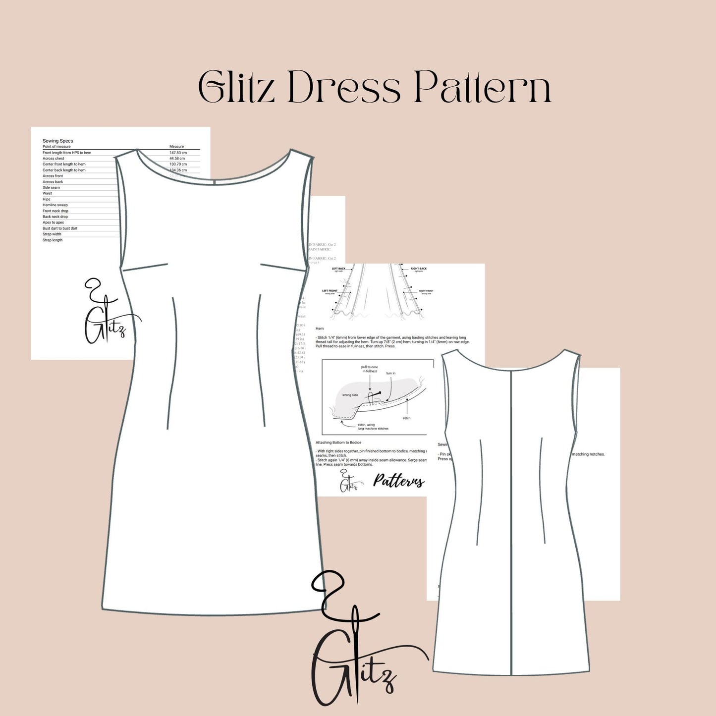Mini Dress Sewing Pattern Mini Evening Cocktail Dress Formal Event Dress Pattern Easy sewing pattern