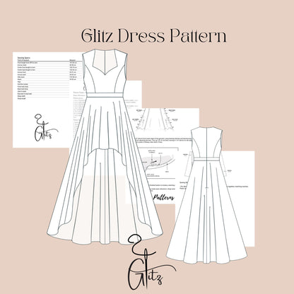Hi Low Evening Dress Sewing Pattern Hi Low Bridal Gown Ball Gown Sweetheart Neck Dress